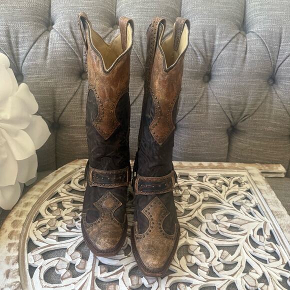 Corral Leather Western Cowboy Harness Boots Women’s 6.5 - Picture 2 of 11